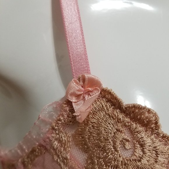 Glamour bra 34B floral lace mesh ornate bow butterfly dragonfly romantic lolita - Picture 9 of 14